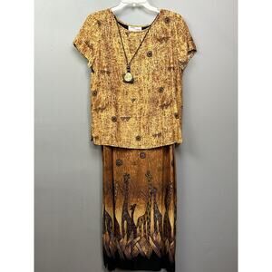 Vintage Always, Caroline‎ Jim Elliot Maxi Dress Womens 10 Petite Jungle Safari